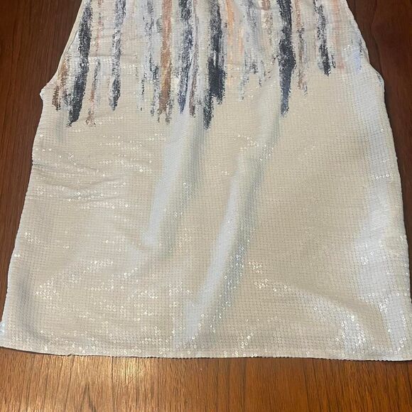 Zara Women's White and Cream Shirt Sleeveless Party Tank Sequins - Picture 4 of 5